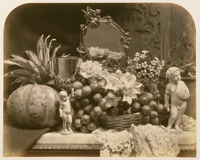 Still Life of Fruit with Mirror and Figurines, 1860 by Roger Fenton
